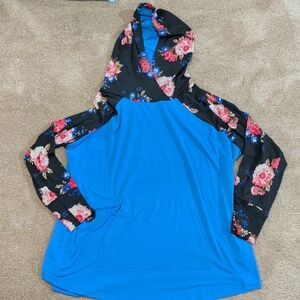 LuLaRoe Black and Blue Floral Hoodie